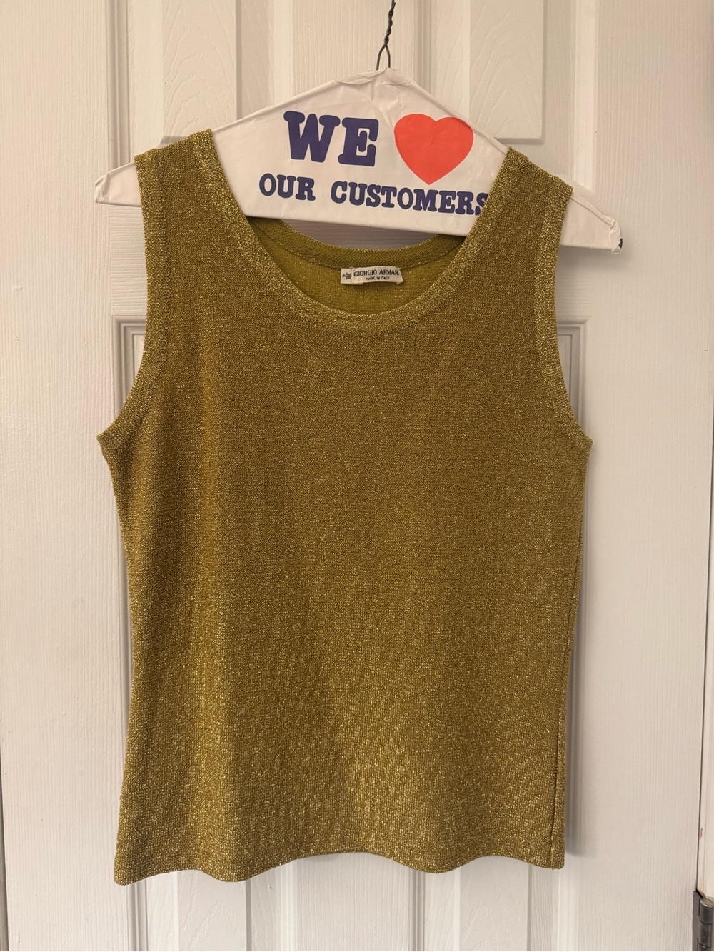 Giorgio Armani Metallic Gold Sleeveless Knit Tank